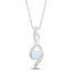 Lab-Created Opal & Diamond Necklace 10K White Gold 18"
