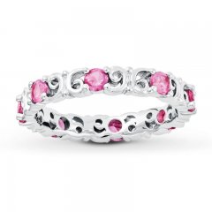 Stackable Ring Lab-Created Pink Sapphire Sterling Silver