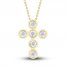 Diamond Bezel Cross Necklace 1/6 ct tw 10K Yellow Gold 18"