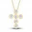 Diamond Bezel Cross Necklace 1/6 ct tw 10K Yellow Gold 18"