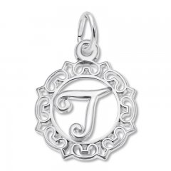 Letter T Charm Sterling Silver