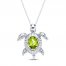 Peridot Turtle Necklace Sterling Silver