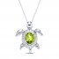 Peridot Turtle Necklace Sterling Silver