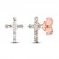Diamond Cross Stud Earrings 1/5 ct tw Baguette/Round-Cut 10K Rose Gold