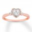 Diamond Promise Ring 1/5 ct tw Round/Baguette 10K Rose Gold