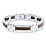 Men's Bracelet 1/10 ct tw Diamonds Stainless Steel/Leather