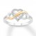 Diamond Heart Infinity Ring 1/10 ct tw Sterling Silver/10K Gold