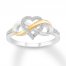 Diamond Heart Infinity Ring 1/10 ct tw Sterling Silver/10K Gold