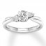 Three-Stone Diamond Ring 1/2 ct tw Round/Pear 14K White Gold
