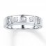 Men's Wedding Band 1/5 ct tw Diamonds 10K White Gold