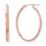 Oval Hoop Earrings 14K Rose Gold 32mm