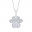 Diamond Paw Necklace 1/4 ct tw Round/Baguette 10K White Gold 18"
