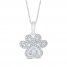 Diamond Paw Necklace 1/4 ct tw Round/Baguette 10K White Gold 18"