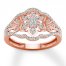 Floral Diamond Ring 1/3 ct tw Round-cut 10K Rose Gold