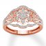 Floral Diamond Ring 1/3 ct tw Round-cut 10K Rose Gold