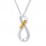 Citrine Infinity Necklace 1/20 ct tw Diamonds Sterling Silver