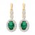 Lab-Created Emerald Drop Earrings 10K Yellow Gold