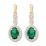 Lab-Created Emerald Drop Earrings 10K Yellow Gold