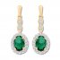 Lab-Created Emerald Drop Earrings 10K Yellow Gold