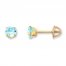 Children's Stud Earrings Blue Cubic Zirconia 14K Yellow Gold