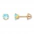 Children's Stud Earrings Blue Cubic Zirconia 14K Yellow Gold