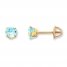 Children's Stud Earrings Blue Cubic Zirconia 14K Yellow Gold