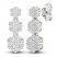 Diamond Triple Flower Drop Earrings 1 ct tw Round-cut 10K White Gold