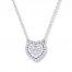 Diamond Heart Necklace 1/3 ct tw Round-cut 10K White Gold