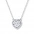 Diamond Heart Necklace 1/3 ct tw Round-cut 10K White Gold
