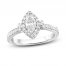 Diamond Engagement Ring 3/4 ct tw Marquise/Round 14K White Gold