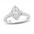 Diamond Engagement Ring 3/4 ct tw Marquise/Round 14K White Gold