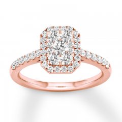 Diamond Engagement Ring 1/2 ct tw Round-cut 10K Rose Gold