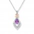 Amethyst Necklace 1/10 ct tw Diamonds Sterling Silver/10K Gold