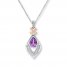 Amethyst Necklace 1/10 ct tw Diamonds Sterling Silver/10K Gold