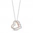 Hallmark Diamonds Hearts Necklace 1/4 ct tw 10K Rose Gold Sterling Silver 18”