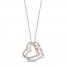 Hallmark Diamonds Hearts Necklace 1/4 ct tw 10K Rose Gold Sterling Silver 18”