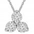 3-Stone Diamond Necklace 1/4 ct tw Round-cut Sterling Silver