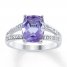 Amethyst Ring Diamond Accents Sterling Silver