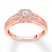 Diamond Engagement Ring 3/8 ct tw Round/Baguette 10K Rose Gold