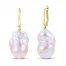 Baroque Cultured Pearl Dangle Earrings 10K Yellow Gold