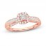 Diamond Engagement Ring 3/8 ct tw Princess/Round/Baguette 14K Rose Gold