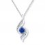 Lab-Created Sapphire Diamond Accents Sterling Silver Necklace