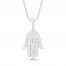 Diamond Hamsa Necklace 1/4 ct tw Round-cut Sterling Silver 18"