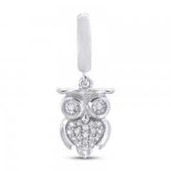 True Definition Owl Charm 1/15 ct tw Diamonds Sterling Silver