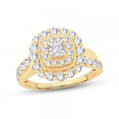 Diamond Engagement Ring 1-1/3 ct tw Princess & Round-cut 14K Yellow Gold