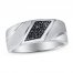 Men's Black Diamond Wedding Band 1/5 ct tw Round-cut 10K White Gold