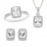 White Lab-Created Sapphire Emerald/Round-Cut Boxed Set Sterling Silver