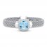 Blue & White Topaz Mesh Cuff Bracelet Sterling Silver