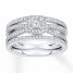 Diamond Bridal Set 5/8 ct tw Princess-cut 10K White Gold