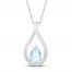 Aquamarine Necklace 1/15 ct tw Diamonds 10K White Gold